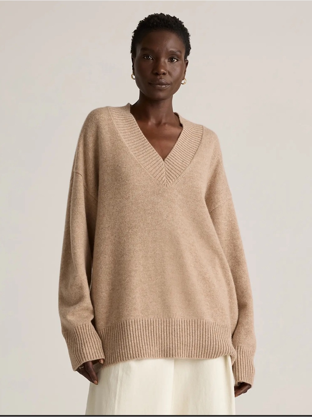 Quince | Mongolian Cashmere Oversized V-Neck Sweater